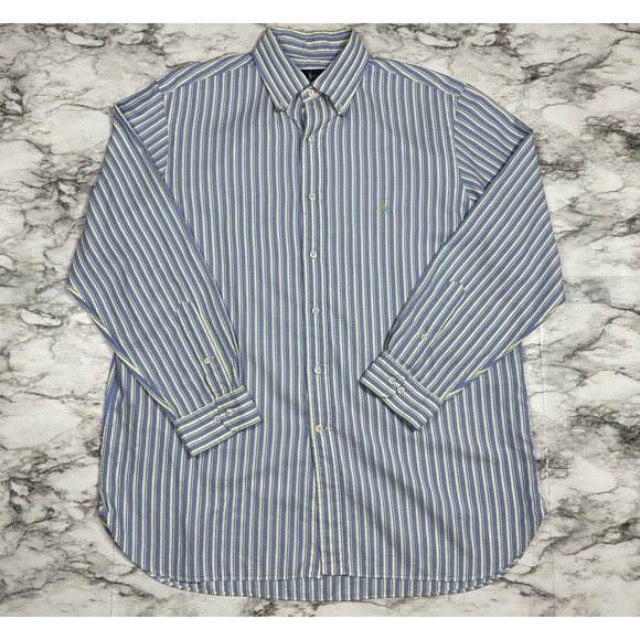 Ralph Lauren Other - Ralph Lauren Dress Shirt Mens Size 16 1/2 32-33 Blue Yellow Striped Long Sleeve